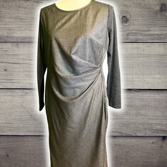 Max Mara Dark Charcoal Gray ‘Ragazza’ Jersey Knit Sleeve Pure Wool Dress Size 8 - Picture 14 of 16